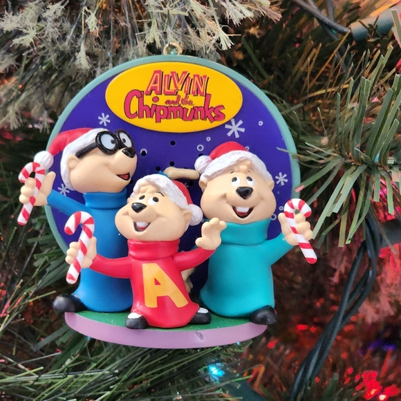 Vtg Carlton Cards Christmas time is here! Alvin Chipmunks Music 🎵 Ornament - Picture 7 of 8
